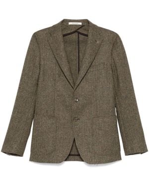 Tagliatore Herringbone-Pattern Blazer - Green