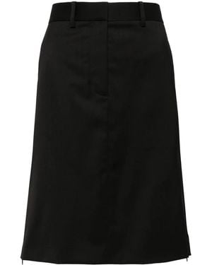 Helmut Lang Straight Wool Skirt - Black