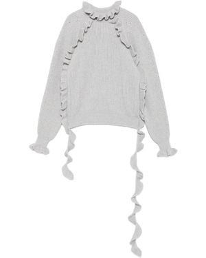 Blumarine Gerippter Pullover Mit Rüschen - Weiß