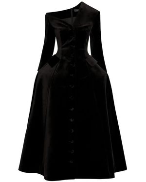A.W.A.K.E. MODE Off-Shoulder Basque Maxi Dress - Black