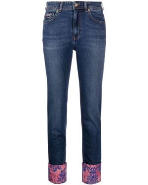 Versace Jeans Couture Baroque-Cuff Skinny Jeans - Blue