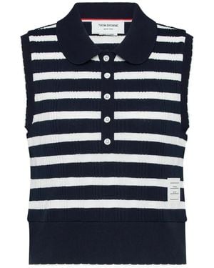 Thom Browne Striped Polo - Blue