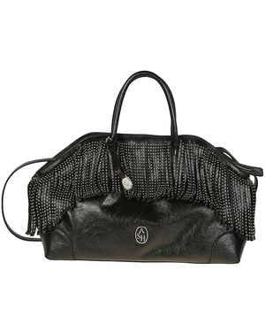 Ash Jaqueline Fringed Stud-Embellished Tote Bag - Black