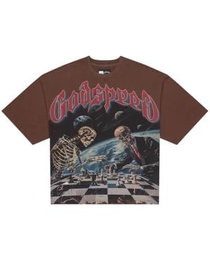 Godspeed Checkmate Graphic-Print T-Shirt - Brown