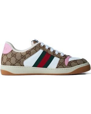 Gucci Screener Gg Monogram Web-Stripe Trainers - Brown