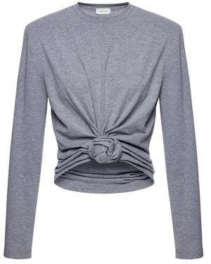 Magda Butrym Blusa Con Detalle De Roseta De Manga Larga - Azul