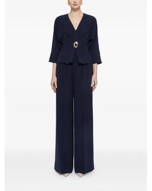 Nissa High-Waisted Crepe Trousers - Blue