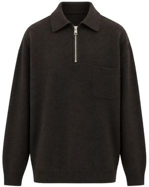 Amaranto Half-Zip Chest-Pocket Jumper - Black