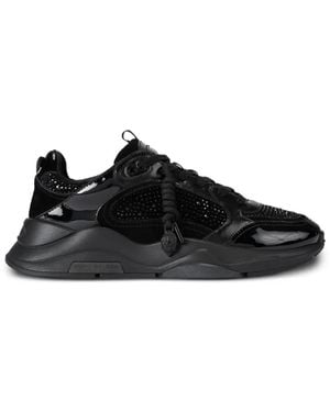 Kurt Geiger Royston Crystal-Embellished Patent-Leather Sneakers - Black