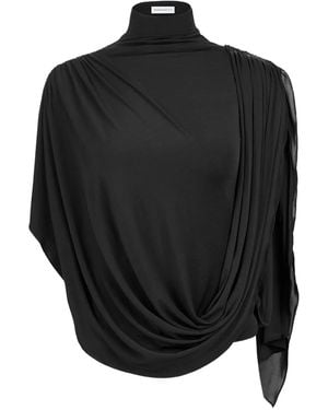 Nina Ricci High-Neck Draped Top - Black