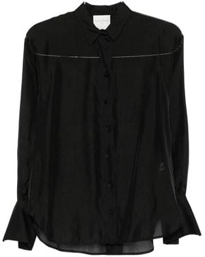 Forte Forte Sheer-Panel Collared Shirt - Black