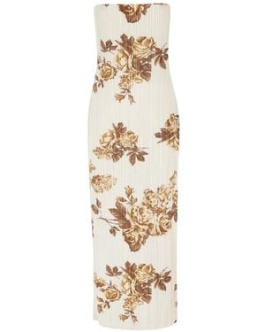 Magda Butrym Strapless Floral-Print Midi Dress - White