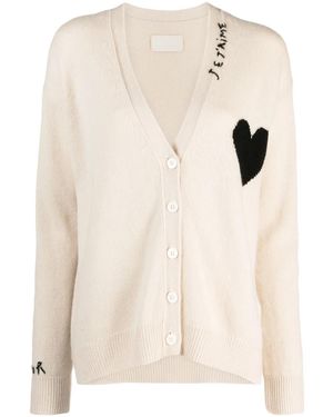 Zadig & Voltaire Mirka Heart-Embroidered Cashmere Cardigan - Natural