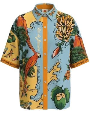 FARM Rio Beach-Path Graphic-Print Shirt - Blue