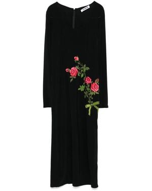 Vivetta Floral-Embroidered Midi Dress - Black