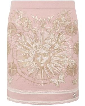 Philipp Plein Falda corta con placa del logo - Rosa