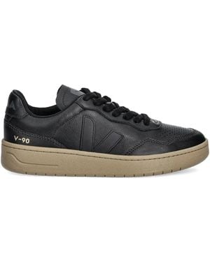 Veja V-90 Leather Trainers - Black