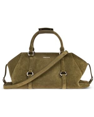 McQueen Suede Ring-Detail Tote Bag - Green