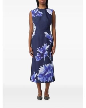 Erdem Floral-Print Sleeveless Midi Dress - Blue
