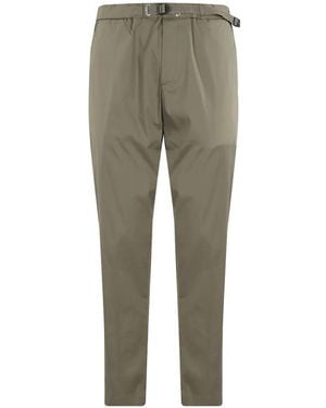 White Sand Belted Tapered-Leg Trousers - Green