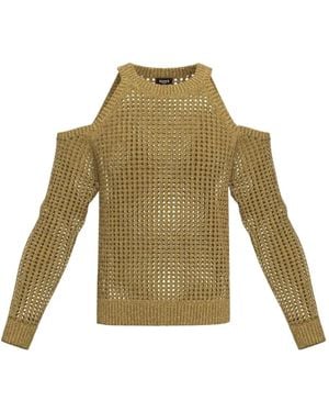 Marella Pull En Maille Ajourée À Épaules Dénudées - Vert