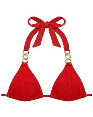 Beach Bunny Haut De Bikini Raja Skimpy À Détail De Chaîne - Red