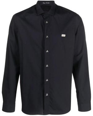 Philipp Plein Chest Logo-Plaque Detail Shirt - Black