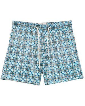 Peninsula Geometric-Print Swim Shorts - Blue