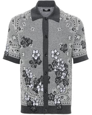 Amiri Floral-Jacquard Knitted Shirt - Grey