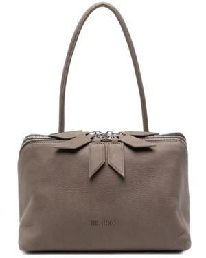 The Attico L'Altra Di Milano Triple-Zip Leather Tote Bag - Grey