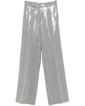 ERMANNO FIRENZE Sequin-Embellished Houndstooth Pants - Gray