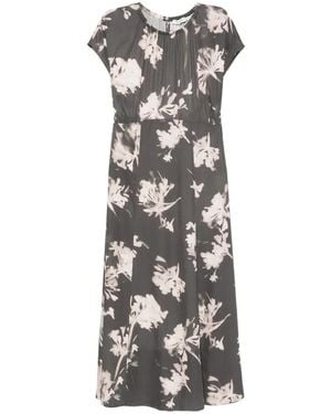 Marc O' Polo Floral-Print Side-Slit Midi Dress - White