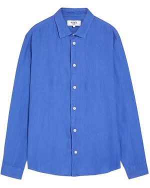 Wax London Dartford Linen Shirt - Blue