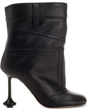 Loewe Toy Petal-Toe Leather Ankle Boots - Black