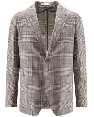 Tagliatore Prince Of Wales Check Blazer - Gray