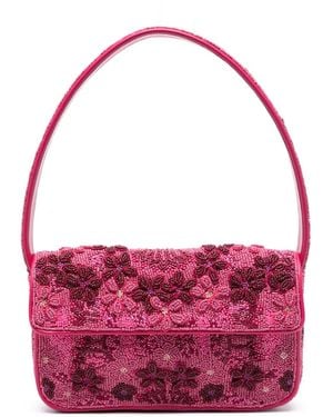 STAUD Tommy Beaded Shoulder Bag - Pink
