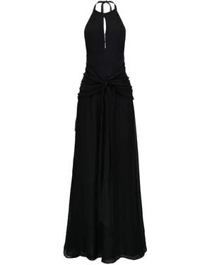 Azeeza Avya Halter-Neck Tie-Front Maxi Dress - Noir