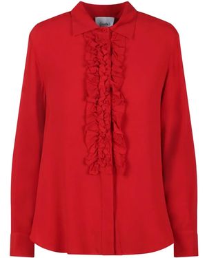 Nude Ruffled Shirt - Red