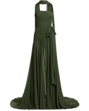 Elie Saab Ruched Tie Maxi Dress - Green