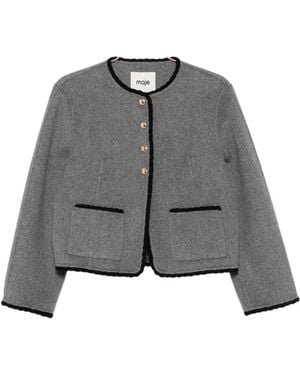 Maje Gardenia Braid-Trim Single-Breasted Jacket - Gray