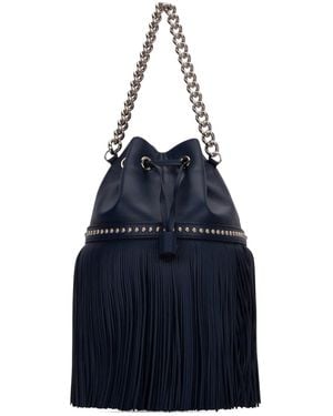 J&m Davidson Fringed Chain-Strap Bucket Bag - Blue