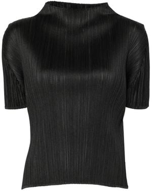 Pleats Please Issey Miyake Plissé-Effect T-Shirt - Black