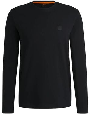 BOSS Pullover mit Logo-Schild - Schwarz