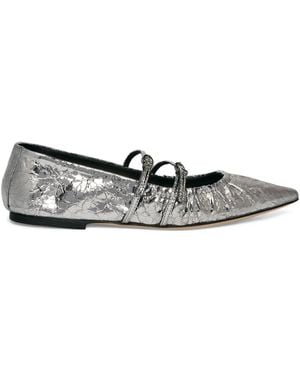 MSGM Metallic-Finish Ballerina Shoes - White