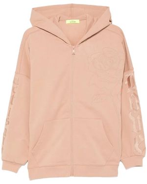 Twinset Floral-Embroidered Hoodie - Pink