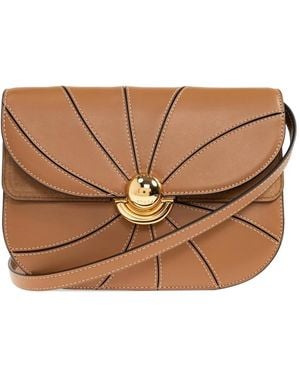 Furla Sfera Topstitch Turn-Lock Small Shoulder Bag - Brown