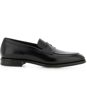 Santoni Leather Loafers - Black