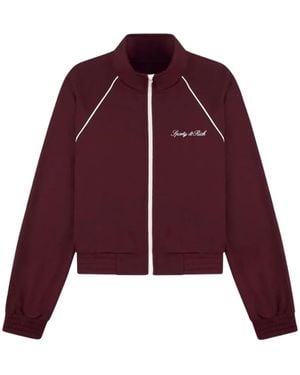 Sporty & Rich Logo-Print Piping-Detail Jacket - Purple