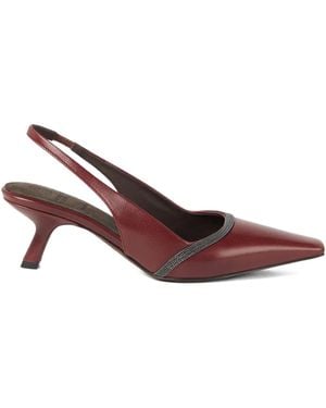 Brunello Cucinelli 55Mm City Slingback Court Shoes - Brown