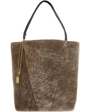 Chloé Medium Shearling Tote Bag - Brown